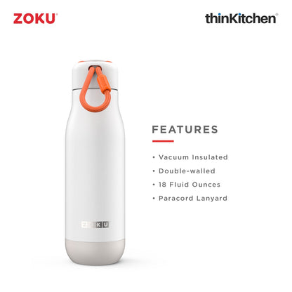 thinKitchen™ Zoku Stainless Steel Bottle, White, 500ml