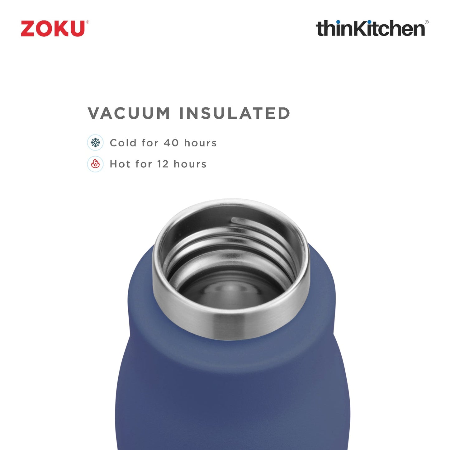 thinKitchen™ Zoku Navy Stainless Steel Bottle, 500ml