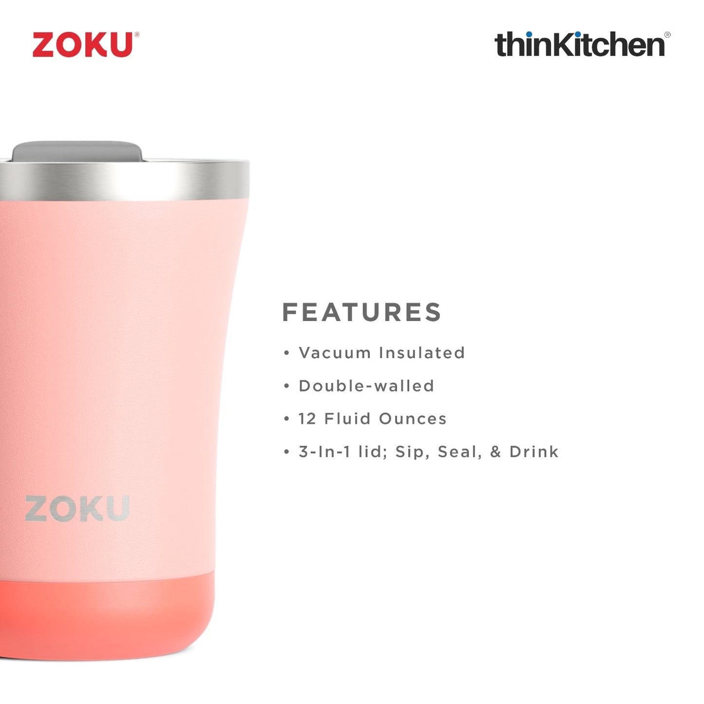 thinKitchen™ Zoku Coral 3in1 Tumbler, 350ml