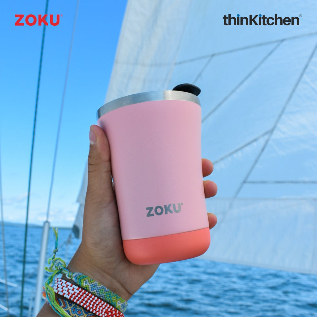 Zoku 12oz 3-in-1 Stainless Steel Tumbler Powder Coated Ash