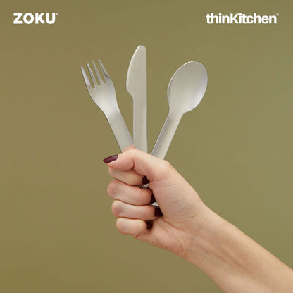 Zoku Stainless Steel Kids Pocket Utensil Set - Black