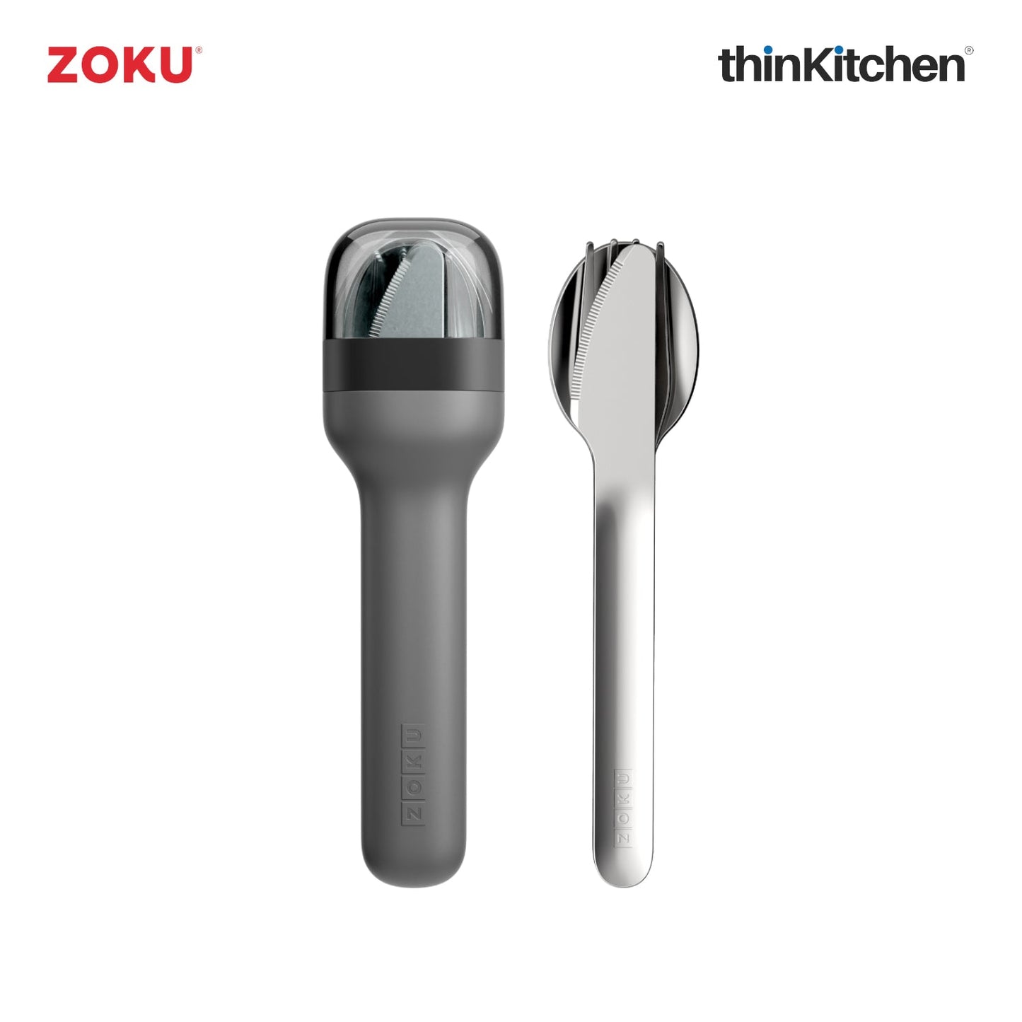 Zoku Stainless Steel Kids Pocket Utensil Set - Black