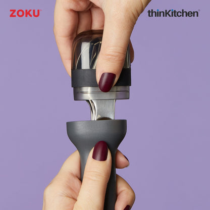 Zoku Stainless Steel Kids Pocket Utensil Set - Black