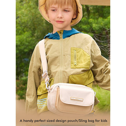 Little Surprise Box Beige Canvas Material Casual Sling Bag for Kids