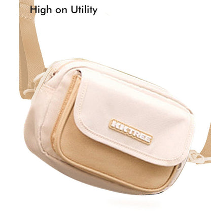 Little Surprise Box Beige Canvas Material Casual Sling Bag for Kids