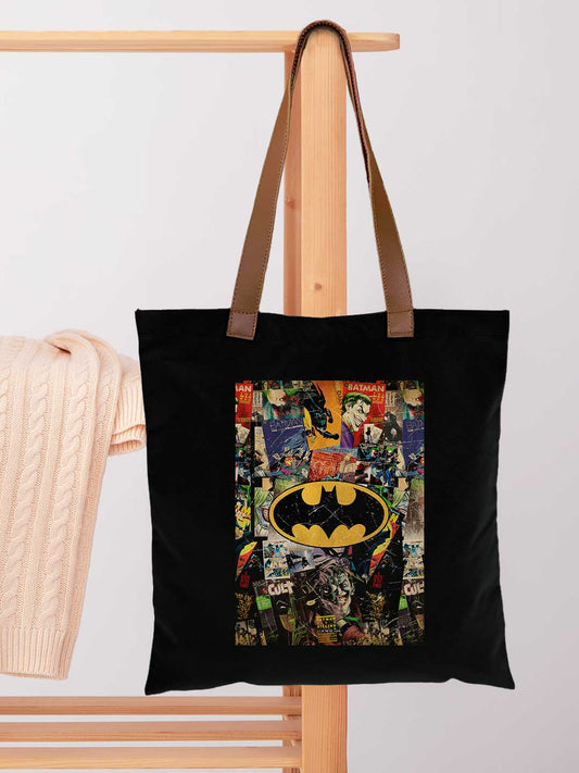 Comic Bat Casual Tote Bag - Polycotton - Black