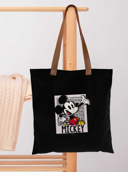 Hello Mr Mickey Casual Tote Bag - Polycotton - Black