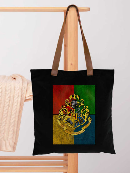 Hogwarts Sigil Casual Tote Bag - Polycotton - Black