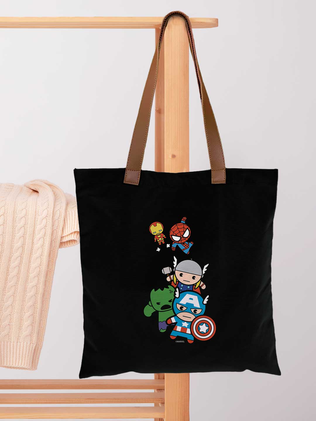 Kawaii Art Marvel Comics Casual Tote Bag - Polycotton - Black