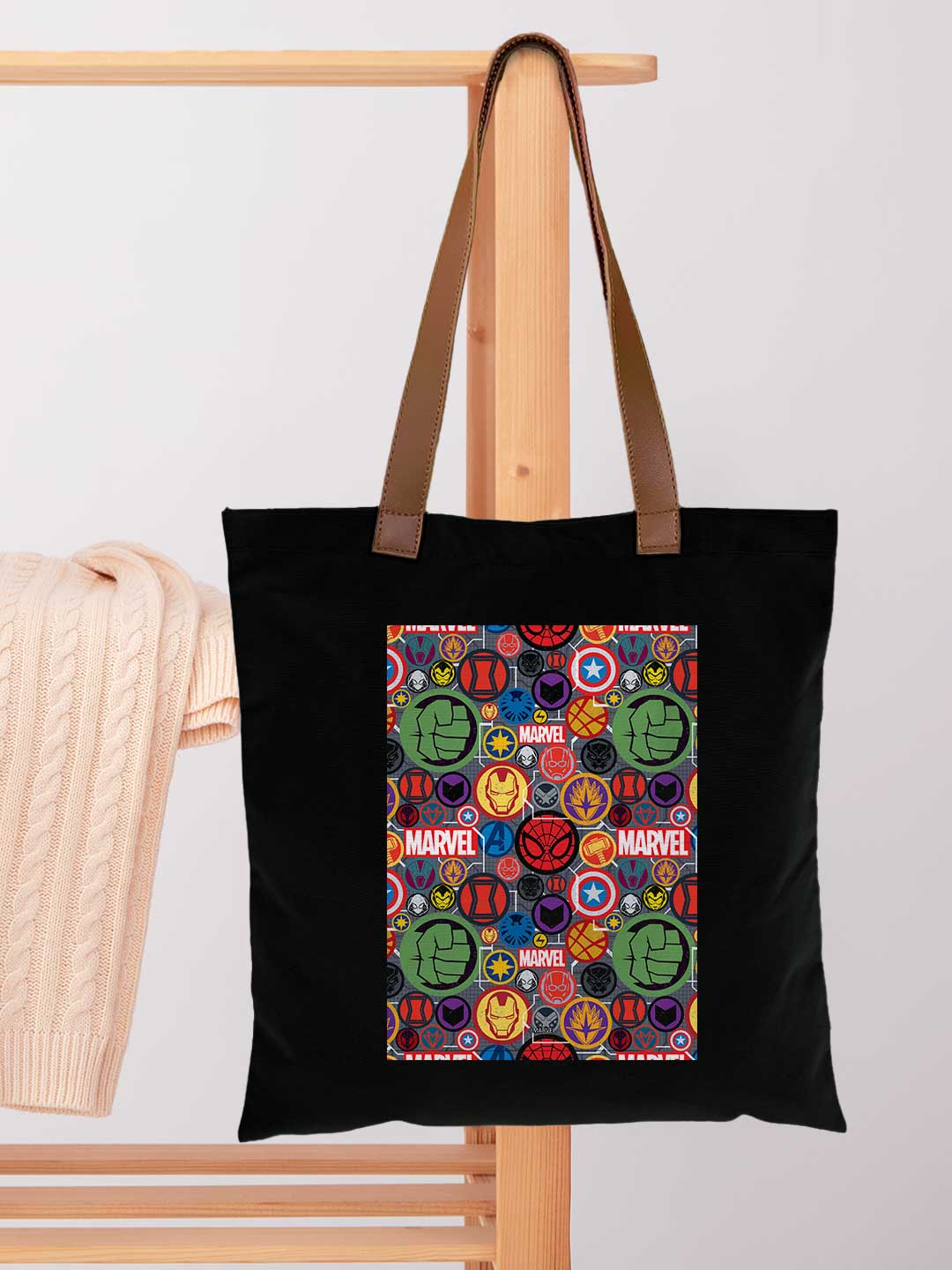 Marvel Iconic Mashup Casual Tote Bag - Polycotton - Black