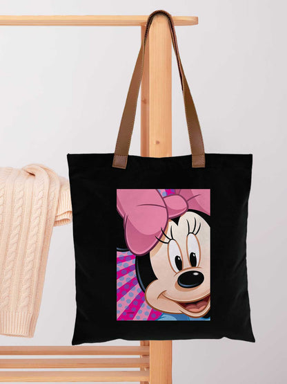 Zoom Up Minnie Casual Tote Bag - Polycotton - Black