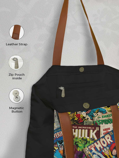 Marvel Comics Collection Casual Tote Bag - Polycotton - Black