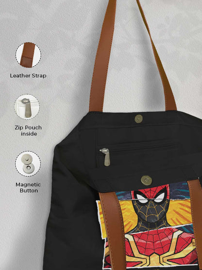 Spiderman Engage Casual Tote Bag - Polycotton - Black