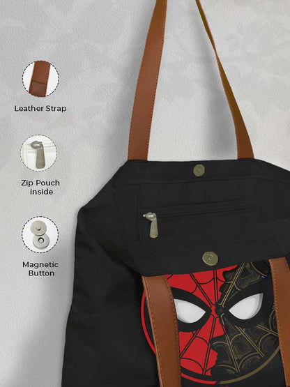 Two Face Spidey Casual Tote Bag - Polycotton - Black