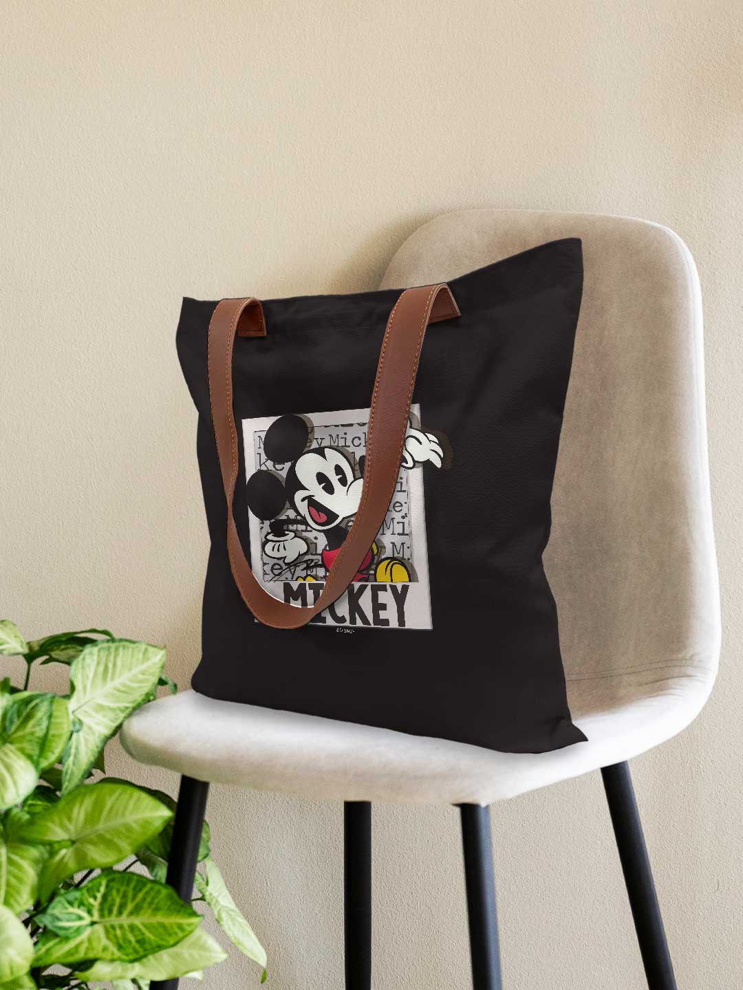 Hello Mr Mickey Casual Tote Bag - Polycotton - Black