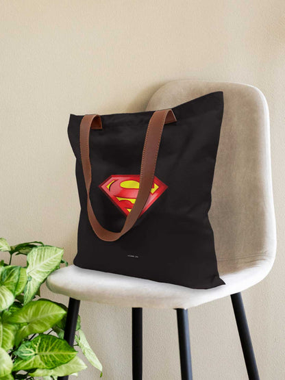 Logo Superman Casual Tote Bag - Polycotton - Black