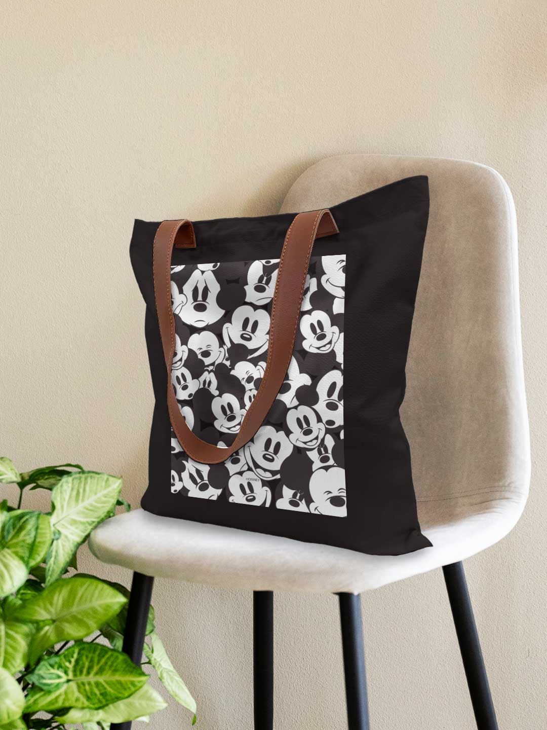 Mickey Smileys Casual Tote Bag - Polycotton - Black