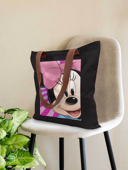 Zoom Up Minnie Casual Tote Bag - Polycotton - Black