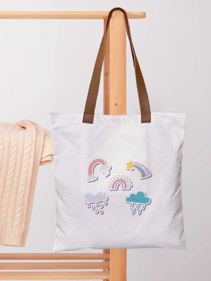 Happy Clouds - Casual Tote Bag Canvas Off White