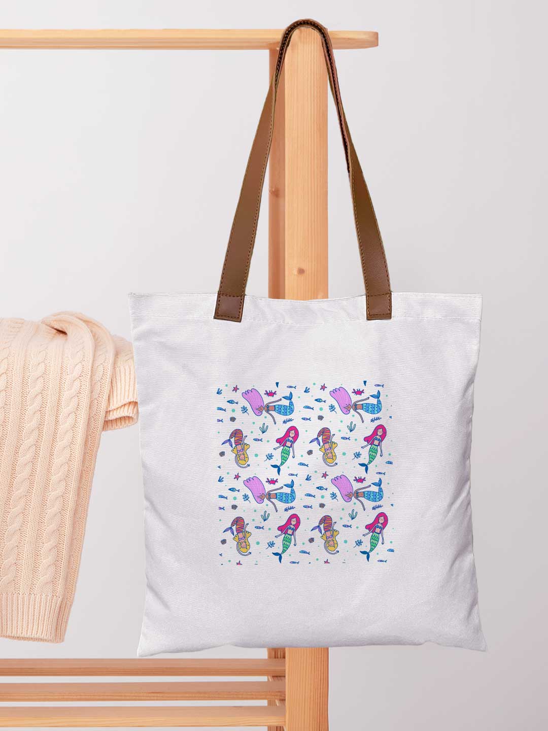 Mermaids - Casual Tote Bag Canvas Off White