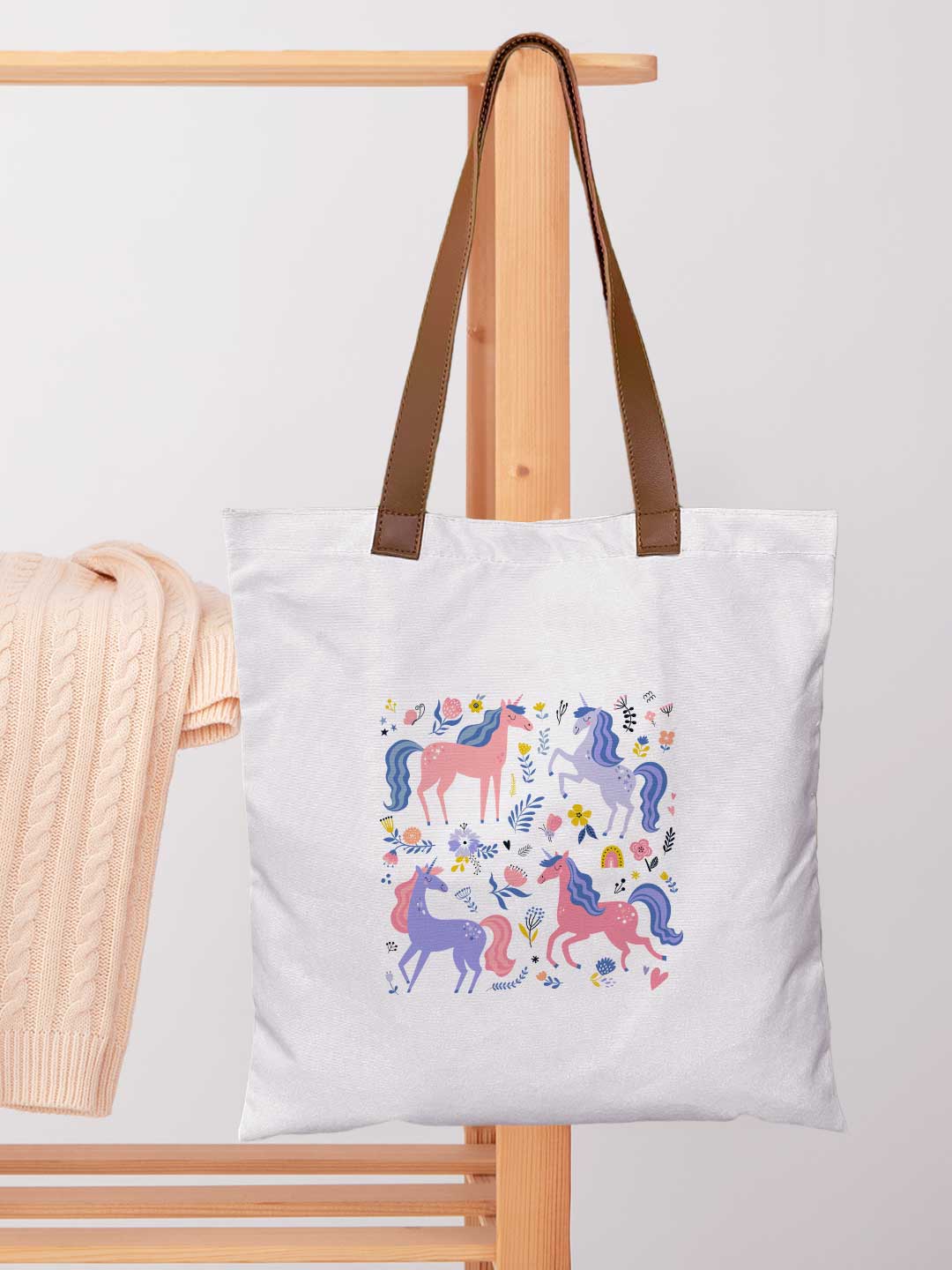 Mythic Unicorns - Casual Tote Bag Canvas Off White