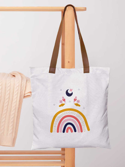 Pastel Rainbow - Casual Tote Bag Canvas Off White