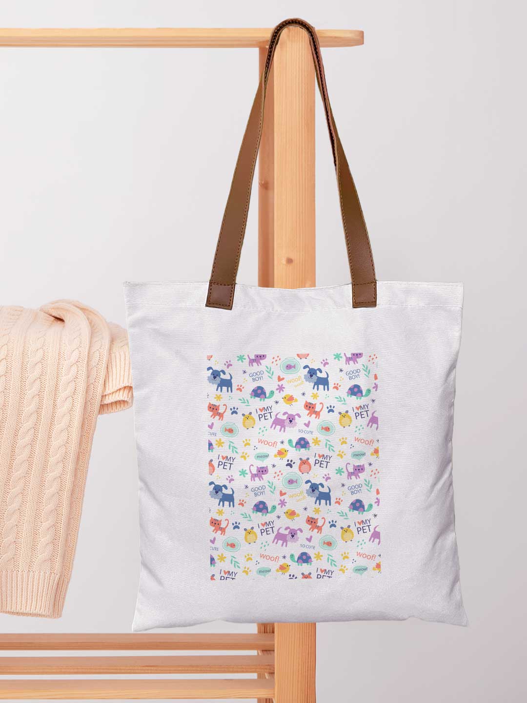 Pawsome Pals - Casual Tote Bag Canvas Off White