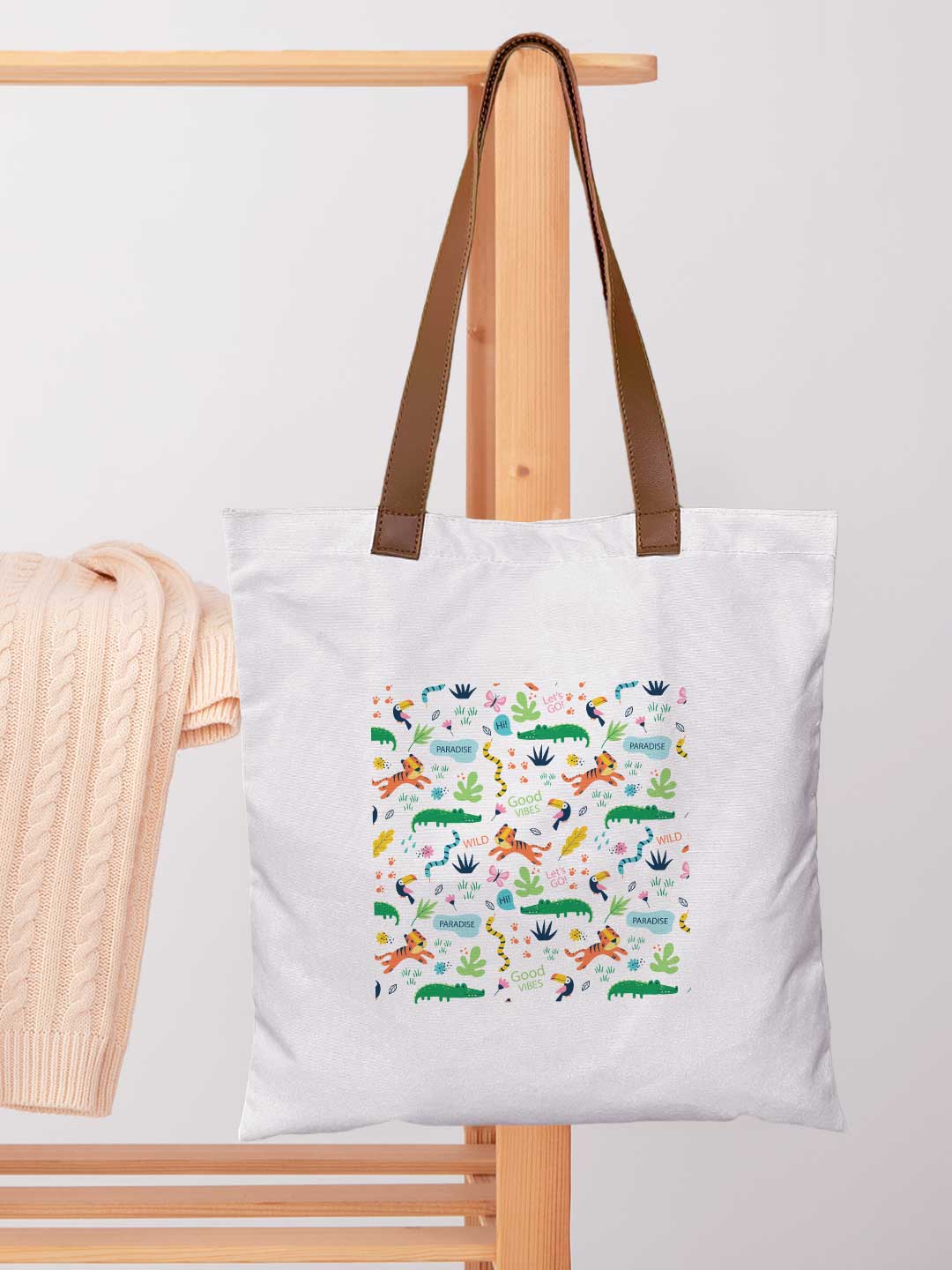 Tropical Paradise - Casual Tote Bag Canvas Off White