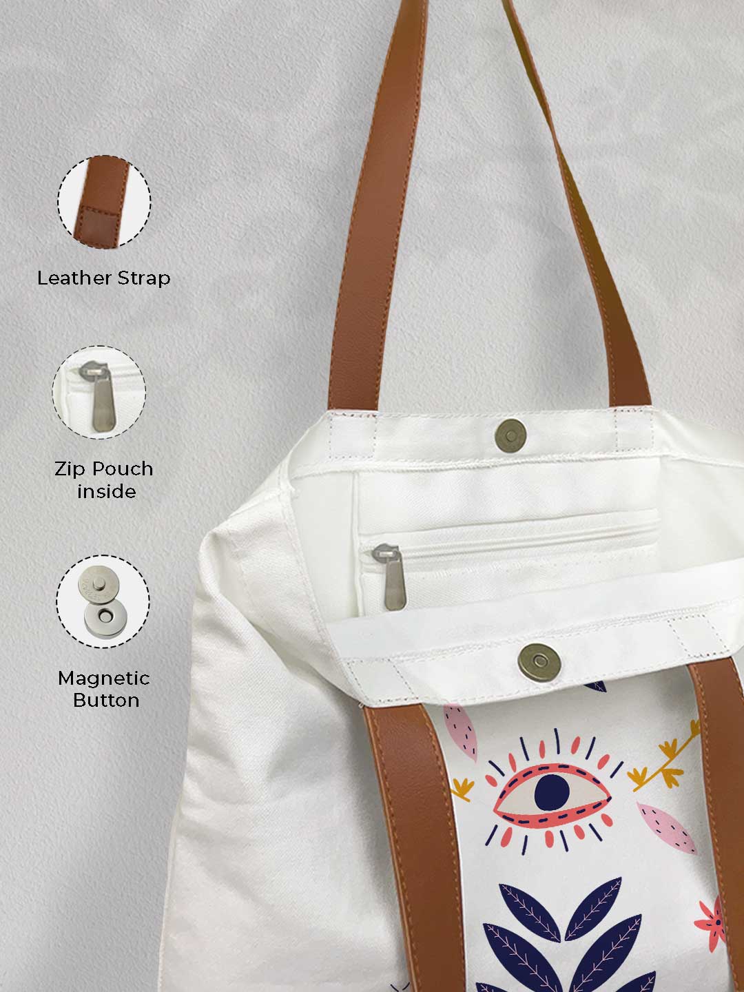 Gaze On - Casual Tote Bag Canvas Off White