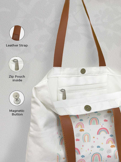 Sky Critters Pattern - Casual Tote Bag Canvas Off White