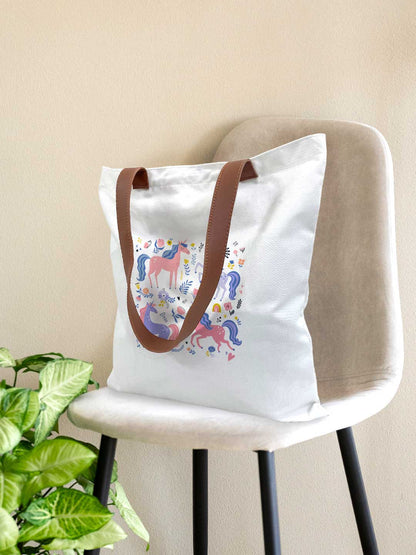 Mythic Unicorns - Casual Tote Bag Canvas Off White