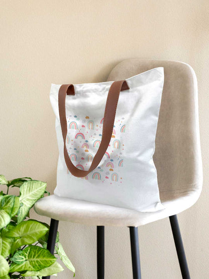 Sky Critters Pattern - Casual Tote Bag Canvas Off White