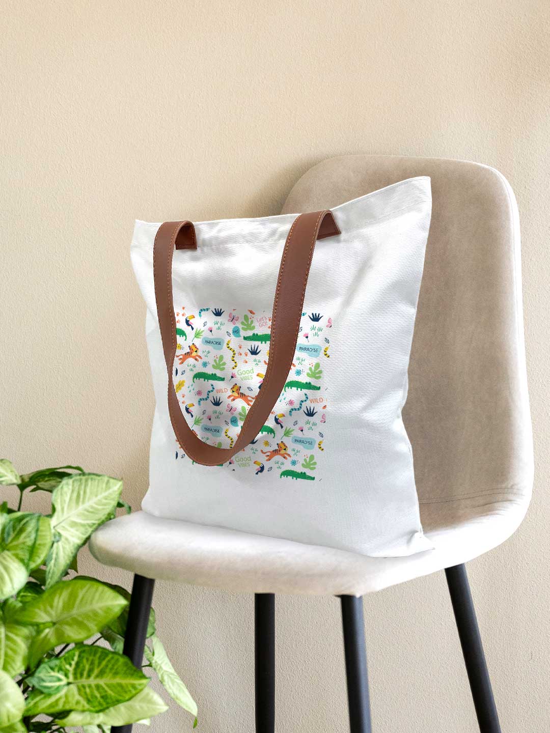 Tropical Paradise - Casual Tote Bag Canvas Off White