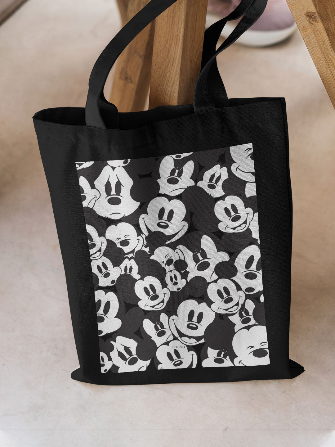 Mickey Smileys Casual Tote Bag - Polycotton - Black