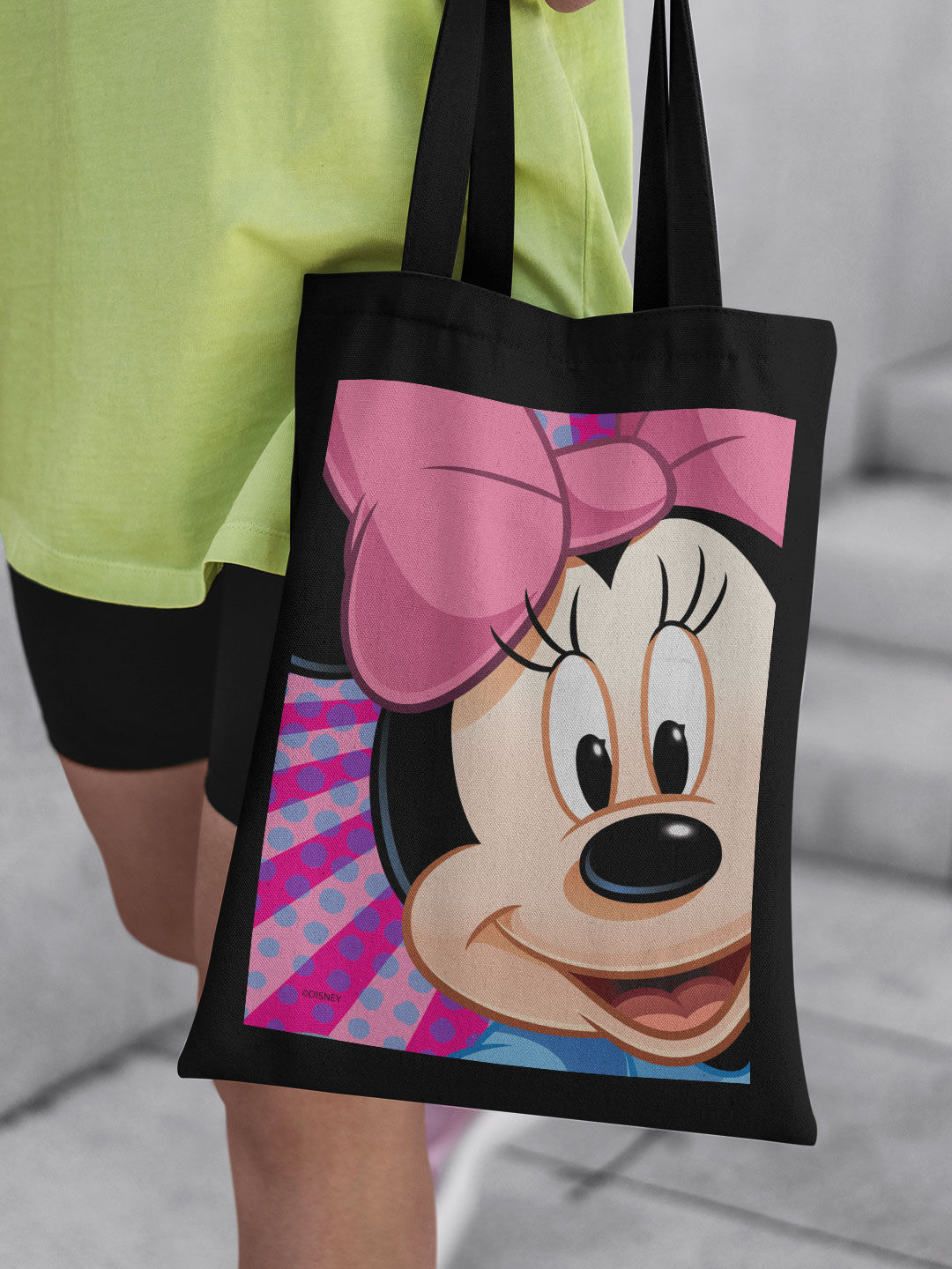 Zoom Up Minnie Casual Tote Bag - Polycotton - Black