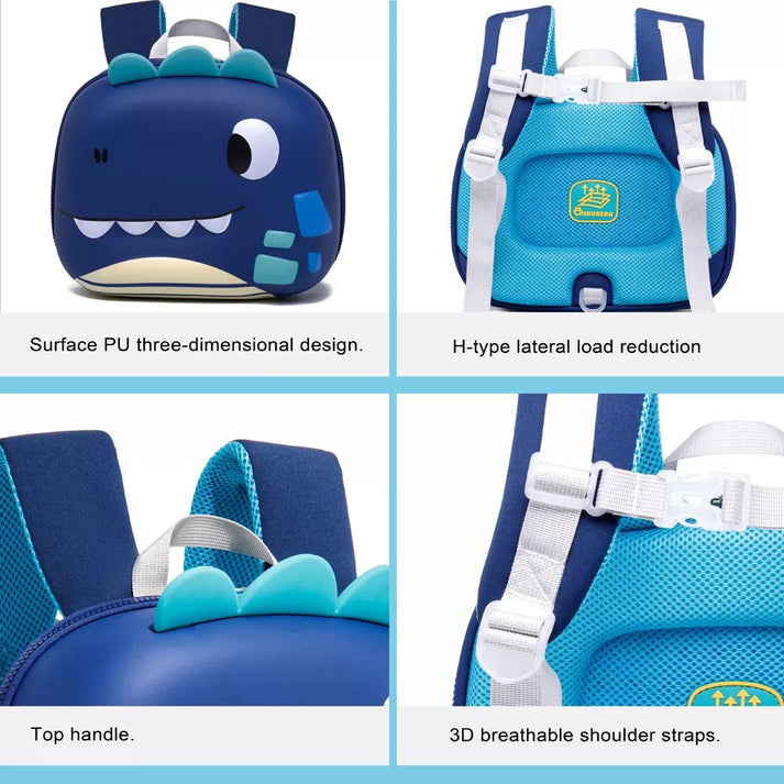 Little Surprise Box, Derek the Dino, 3d Light weighted Ergo Backpack for Toddlers & Kids with Leash.