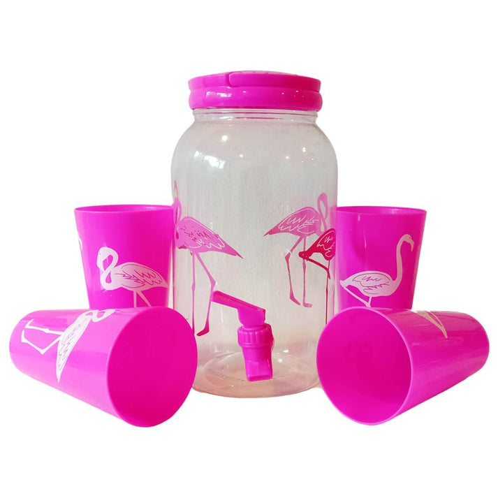 Little Surprise box Flamingo Water Dispenser with 4 Glasses