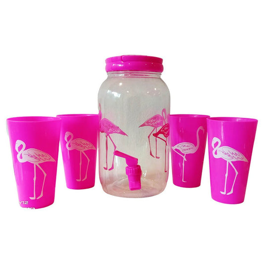 Little Surprise box Flamingo Water Dispenser with 4 Glasses