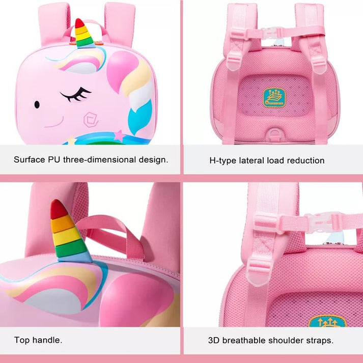 Little Surprise Box, Flashy the Unicorn, 3d Light weighted Ergo Backpack for Toddlers & Kids with Leash