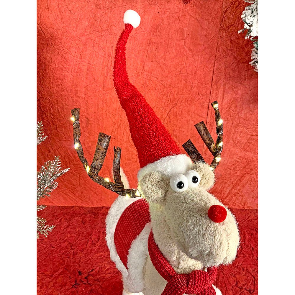 LED Light Horns 26 inches Standing Rudolf Christmas Plush Table Décor