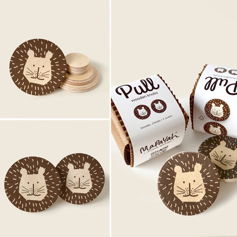 PULL - Wooden Knobs - Simba Brown (Round)