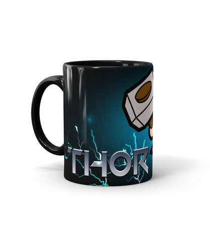 Thunderous Thor Kawaii - Coffee Mugs Black