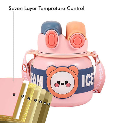 Little Surprise Box Pink 2 Way Lid Style Icecream Theme Kids Water Bottle, 850 Ml