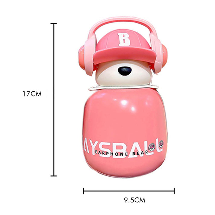 Little Surprise Box Pink Baseball Bear Kids Water Bottle, 460 Ml