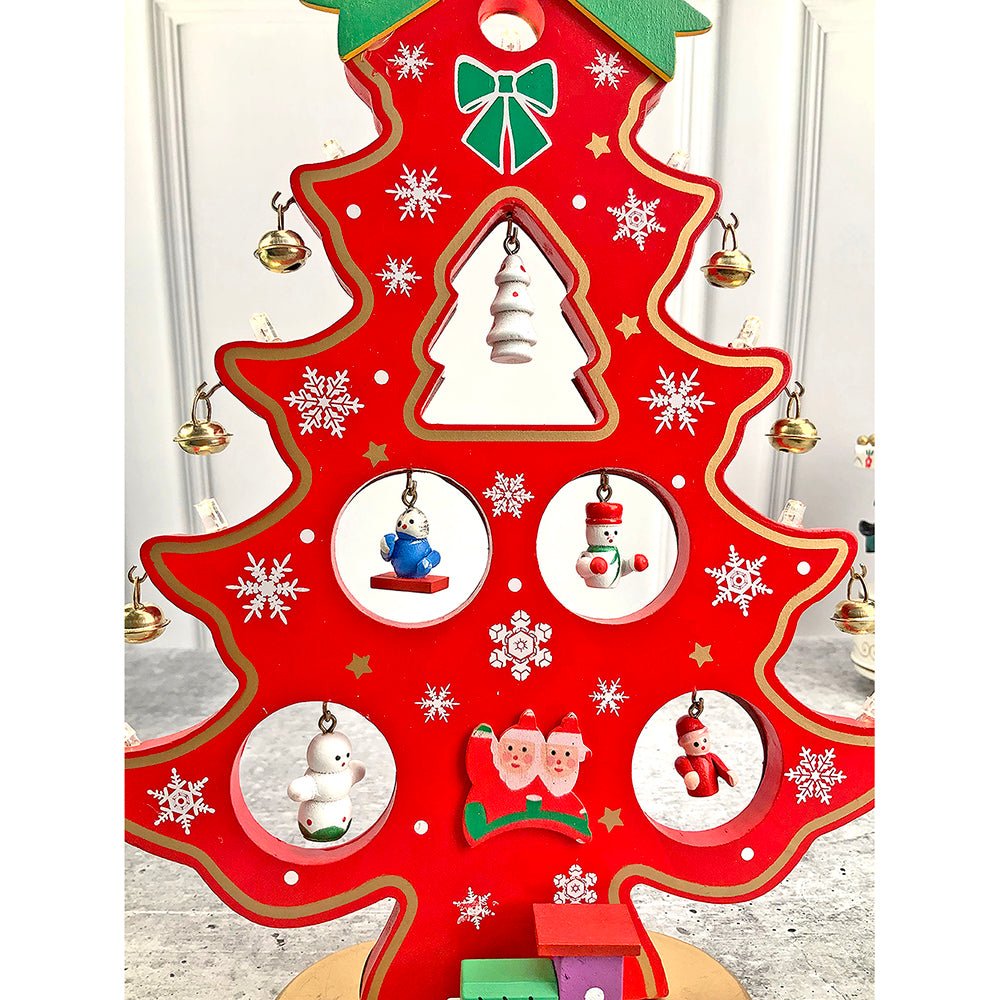 Red DIY Wooden Christmas Tree with LED Light