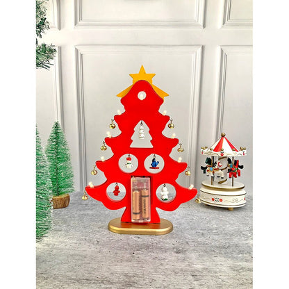 Red DIY Wooden Christmas Tree with LED Light