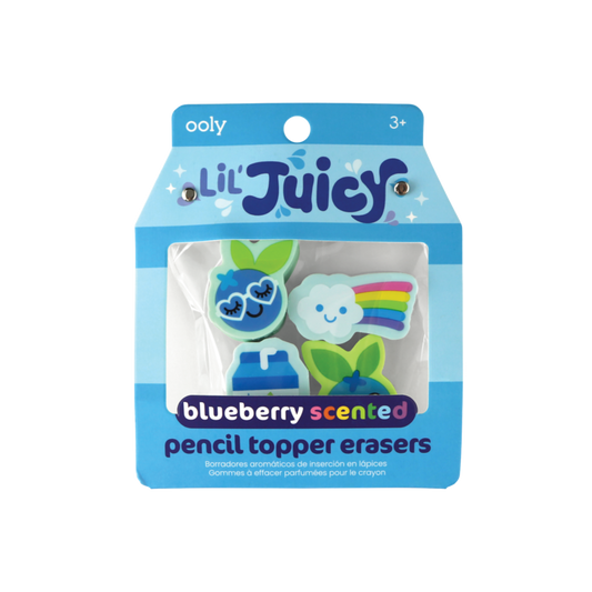 Lil' Juicy Scented Pencil Topper Eraser - Blueberry (set of 4)