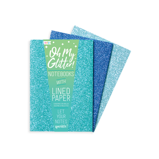 Oh My Glitter! Notebooks - Set of 3 - Aquamarine & Sapphire