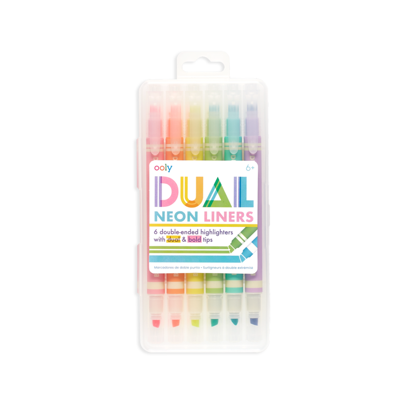 Dual Liner Double Ended Neon Highlighters - Set of 6