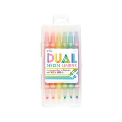 Dual Liner Double Ended Neon Highlighters - Set of 6